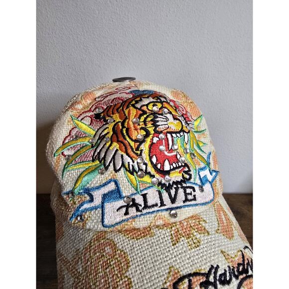 Vintage Y2k Ed Hardy Embroidered Tiger Adjustable Snapback Mesh Trucker Hat - Picture 2 of 7